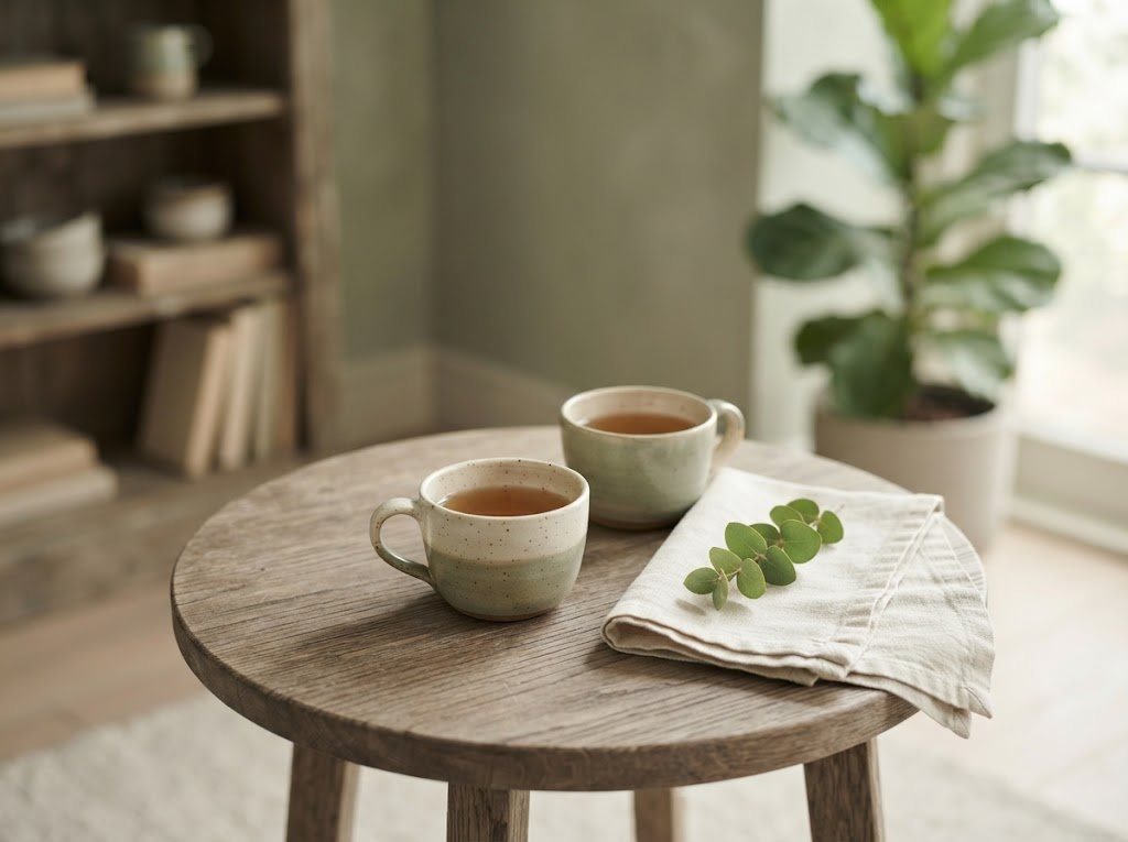 Dos tazas de té sobre una mesa, en un ambiente tranquilo